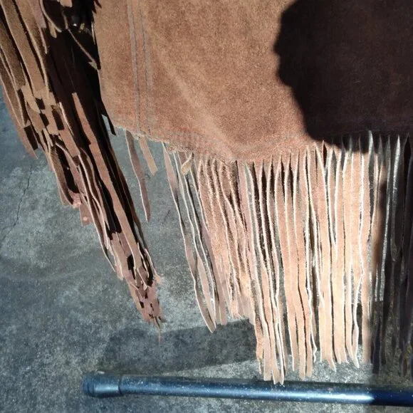 Pypsa Vintage 60's/70's  Brown Suede Extra Long Fringe Western Unisex Jacket SzM - Picture 9 of 16